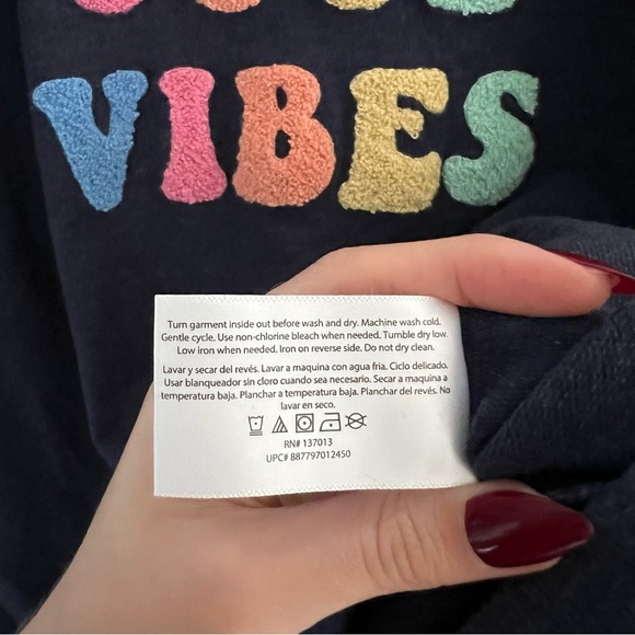 Wildfox Blue Good Vibes Sweater Sz XL Oversized Pullover Groovy Retro 70s Vibes - Picture 7 of 7